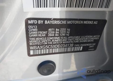 2013 BMW 528I from USA, damaged, VIN WBAXG5C5XDD234138